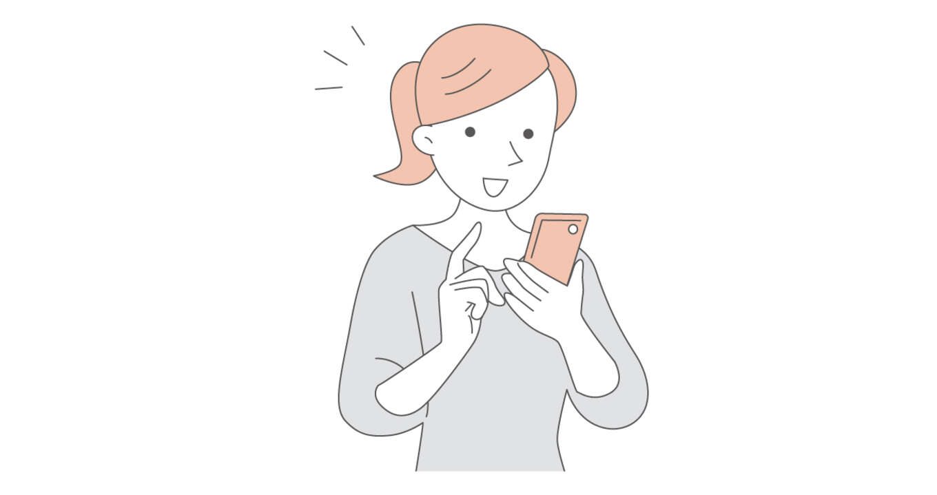 スマートフォンを操作する女性のイラスト