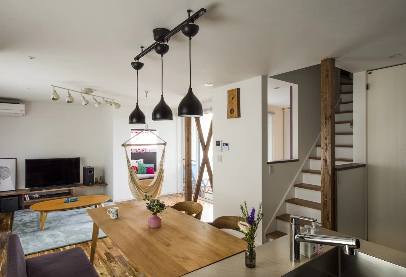 ハンモックがあるリビング