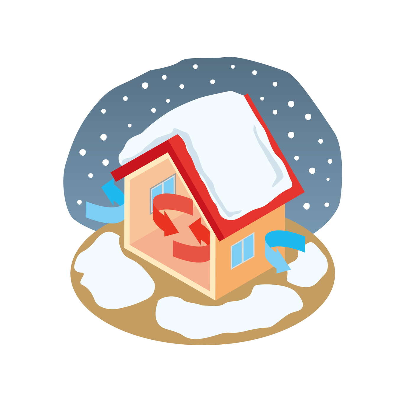 雪が積もった気密断熱住宅