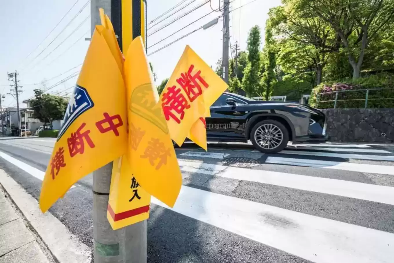 交通安全旗と道路