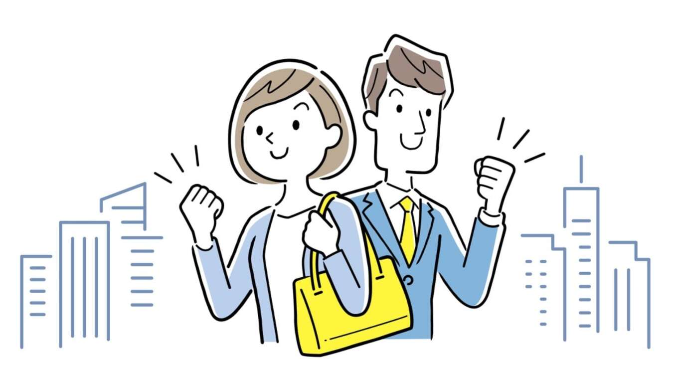 やる気を出す若い女性と若い男性