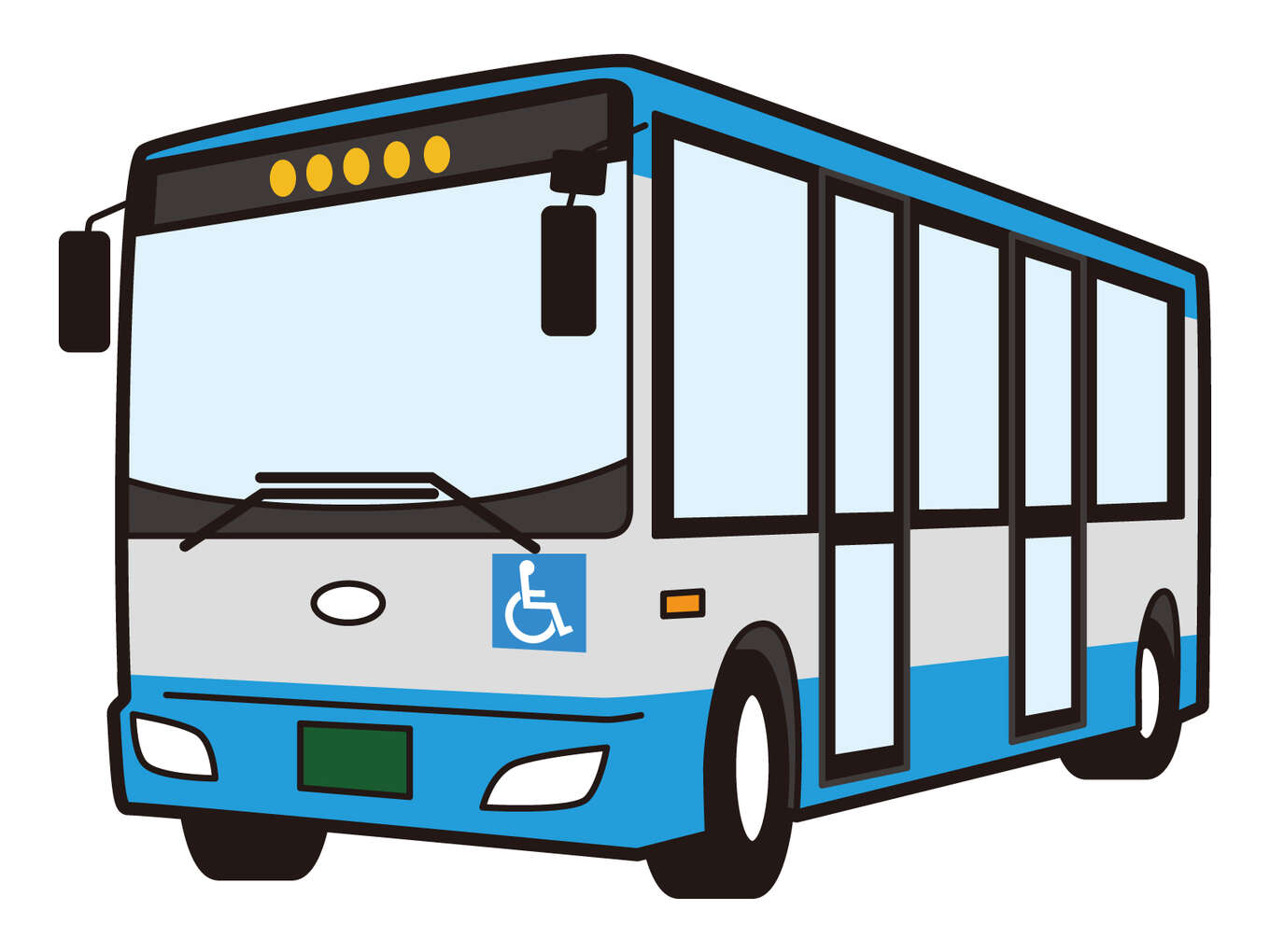 青の路線のバスのイラスト
