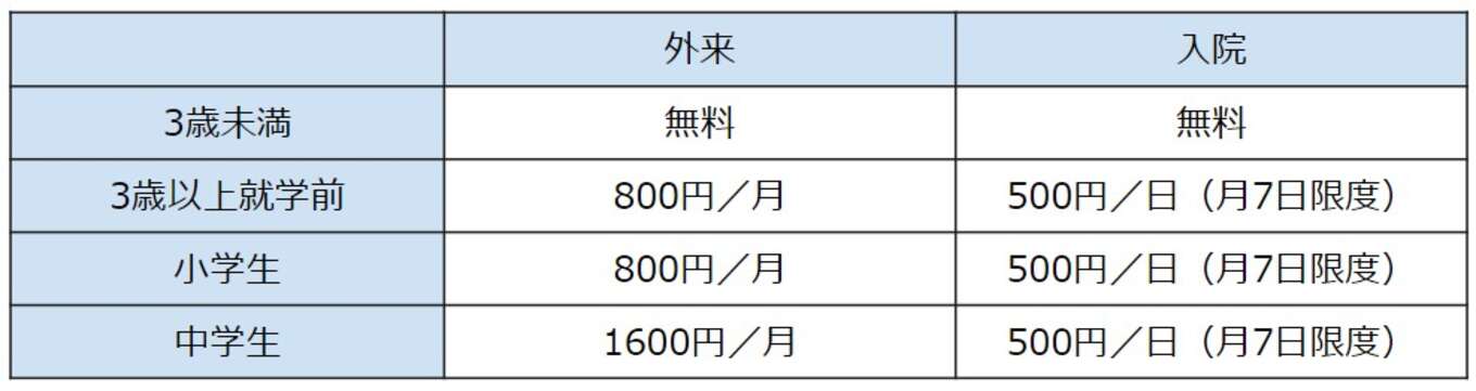 表 乳幼児健診の助成内容