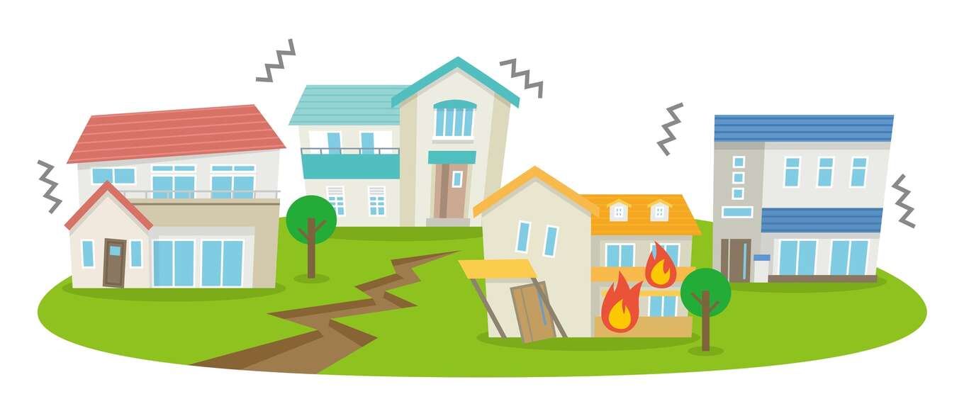 地震で揺れる家