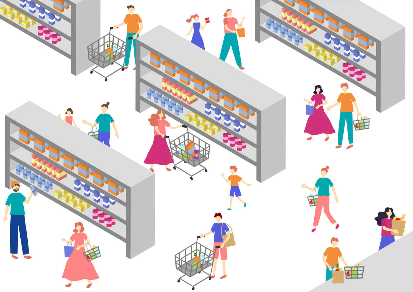 お店で買い物する人々