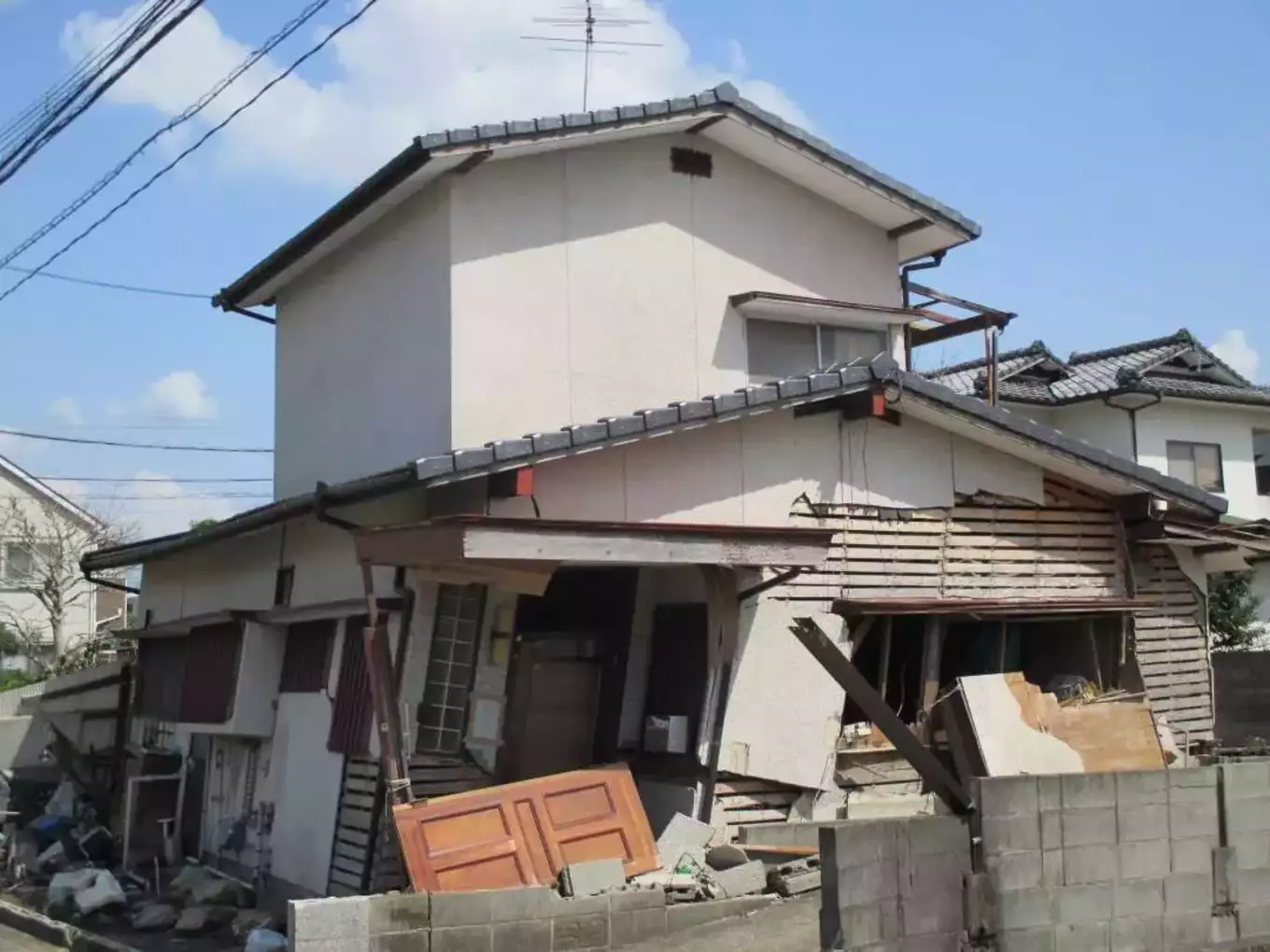 平成28年熊本地震で壊れた民家