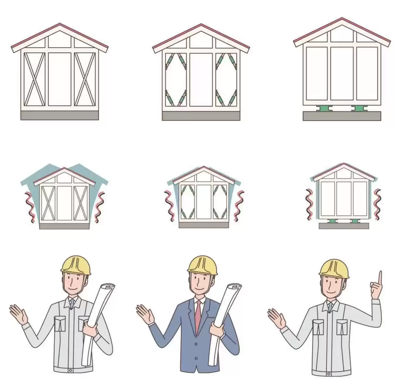 耐震住宅・制震住宅・免震住宅と作業員