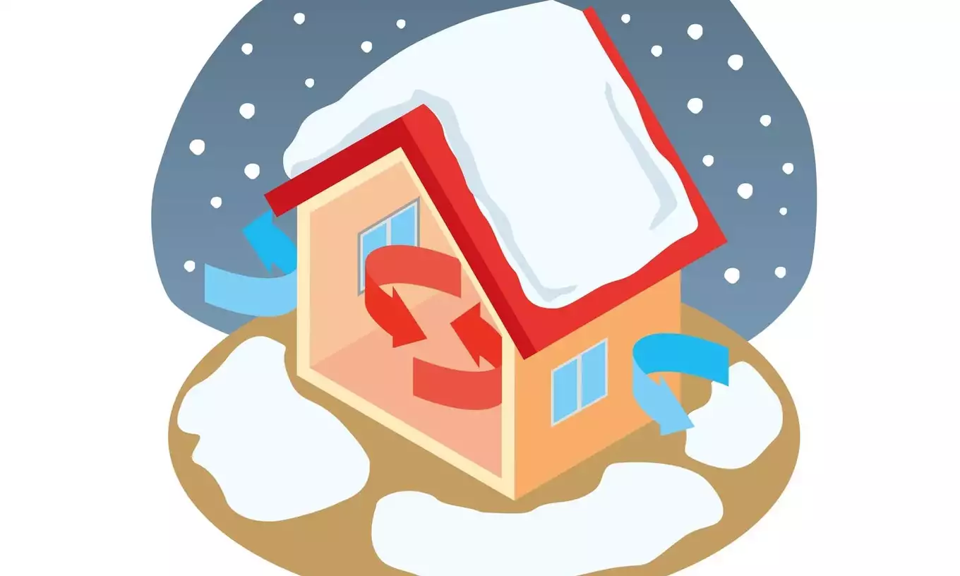 雪が積もった気密断熱住宅