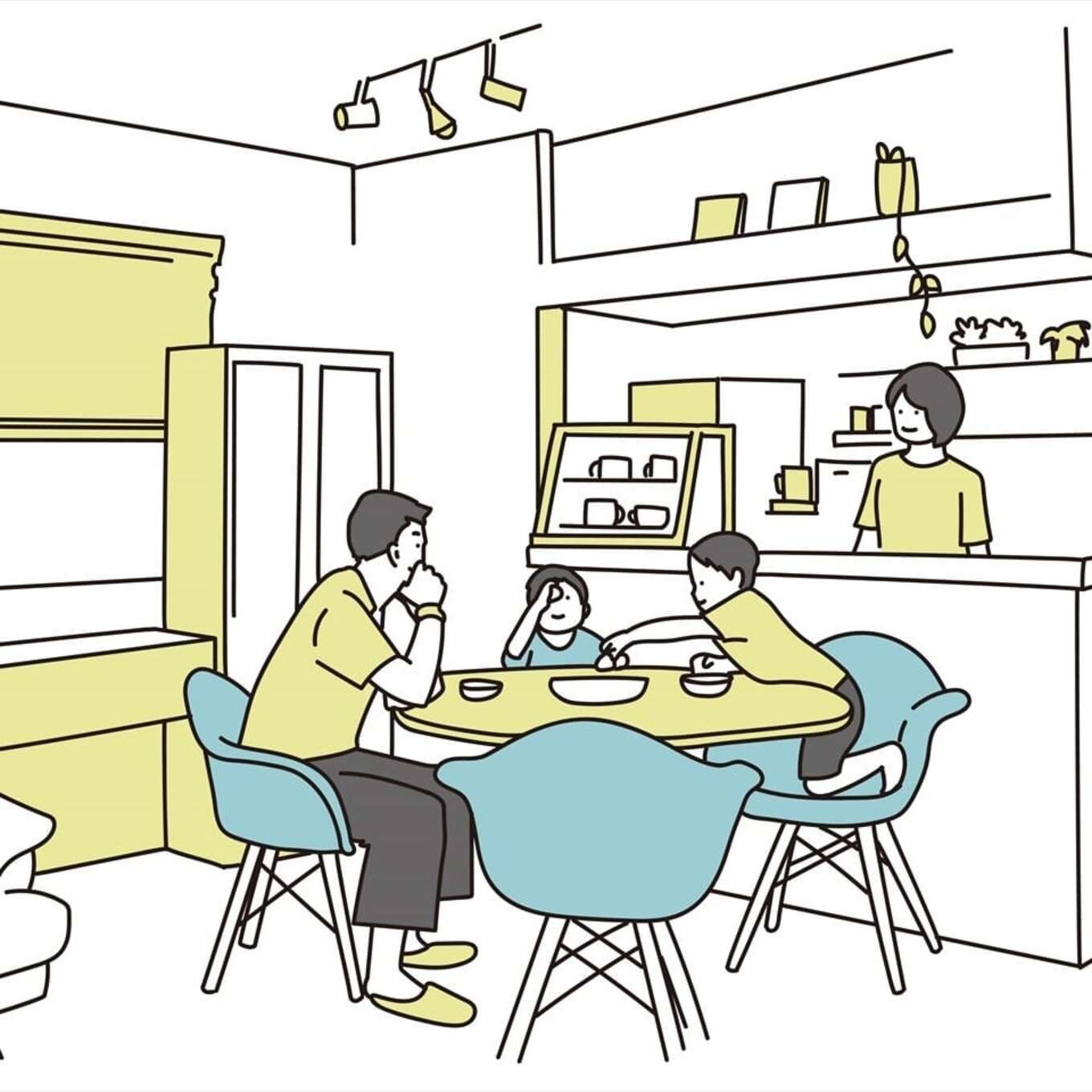 家族団らんイラスト