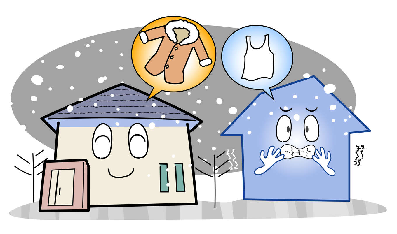 家のデフォルメキャラクター-防寒対策