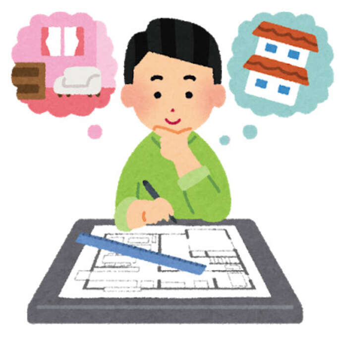 間取り考え中の男性