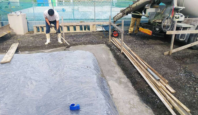  光庭（こうてい）の平屋「基礎工事～防湿シート・捨てコン施工～」～建築家と建てるデザイン住宅はR＋house浜松・藤枝～