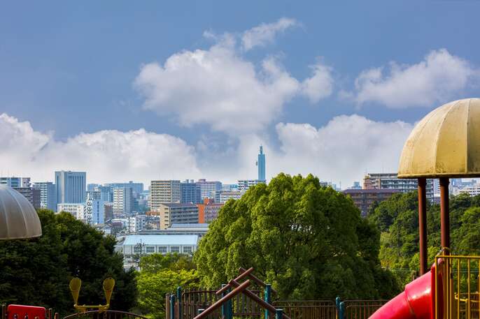 公園と大分市街