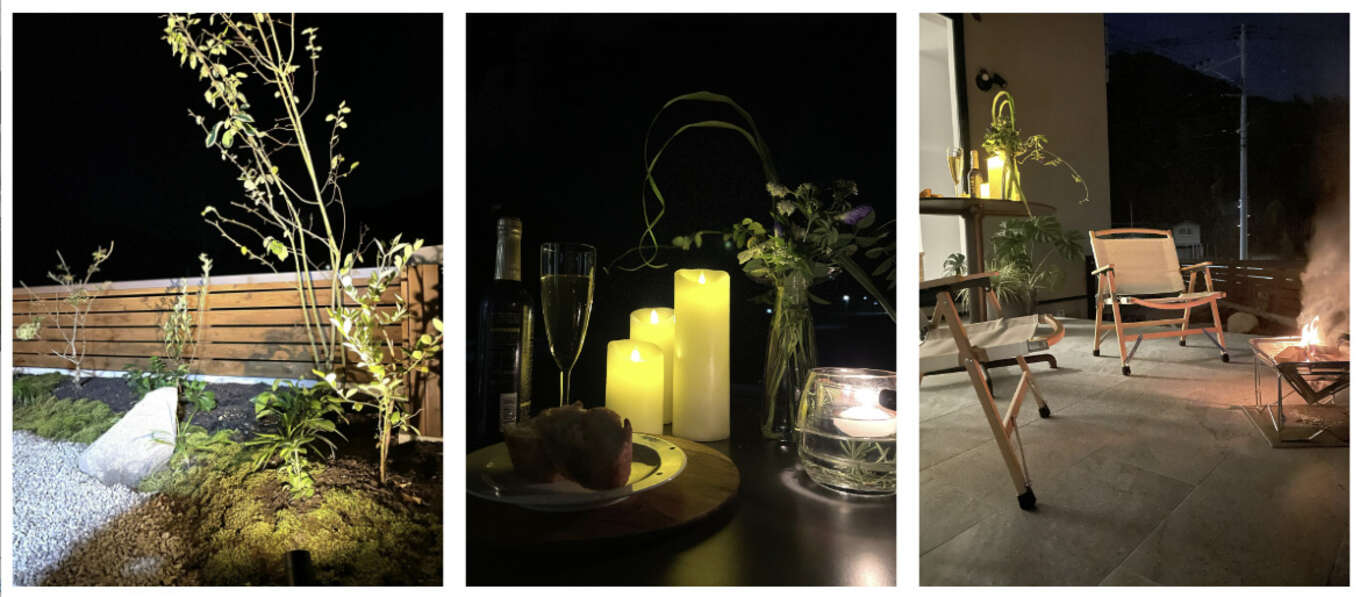 夜の平屋の外観